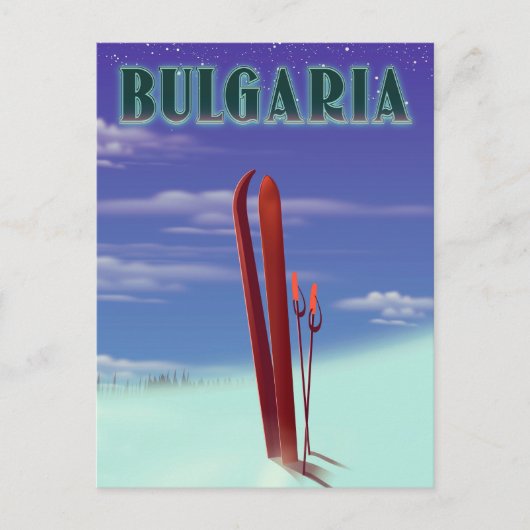 Bulgaarse skiposter briefkaart (Voorkant)