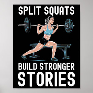 Bulgaarse Squat Oefening Bodybuilding Fitness Werk Poster