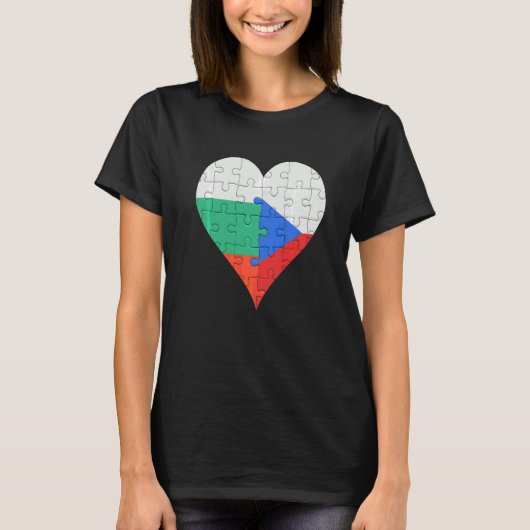 Bulgaarse Tsjechische vlag Heart T-shirt (Voorkant)