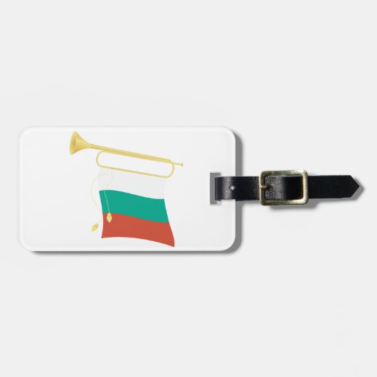 Bulgaarse vlag en bazuin bagagelabel (Voorkant horizontaal)
