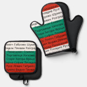 Bulgaarse Vlag Kleuren met steden in Cyrillisch Ovenwant & Pannenlap Set (Voorkant / Achterkant)