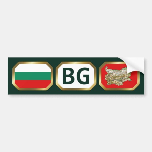 Bulgaarse Vlag Landkaart Code Bumpersticker (Voorkant)