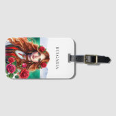 Bulgaarse Vlag Traditie Folklore Vrouw Rode Rozen Bagagelabel (Voorkant (horizontaal))
