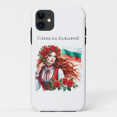 Bulgaarse Vlag Traditie Folklore Vrouw Rode Rozen Case-Mate iPhone Case (Achterkant)