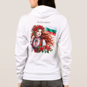 Bulgaarse Vlag Traditie Folklore Vrouw Rode Rozen Hoodie