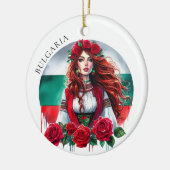 Bulgaarse Vlag Traditie Folklore Vrouw Rode Rozen Keramisch Ornament (Links)