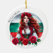 Bulgaarse Vlag Traditie Folklore Vrouw Rode Rozen Keramisch Ornament (Achterkant)