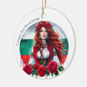 Bulgaarse Vlag Traditie Folklore Vrouw Rode Rozen Keramisch Ornament (Links)