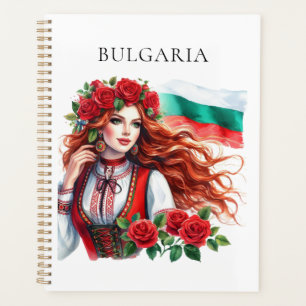 Bulgaarse Vlag Traditie Folklore Vrouw Rode Rozen Planner