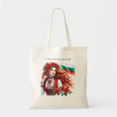 Bulgaarse Vlag Traditie Folklore Vrouw Rode Rozen Tote Bag (Voorkant)