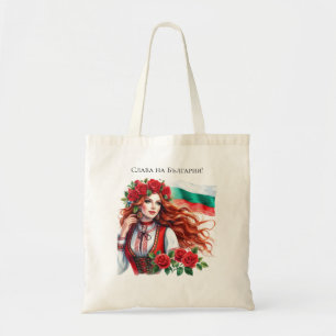 Bulgaarse Vlag Traditie Folklore Vrouw Rode Rozen Tote Bag
