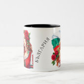 Bulgaarse Vlag Traditie Folklore Vrouw Rode Rozen Tweekleurige Koffiemok (Center)