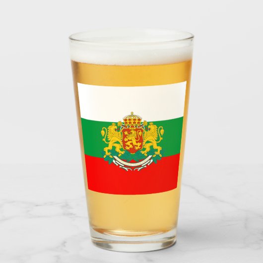 Bulgaarse vlag + wapenschild glas (Voorkant gevuld)