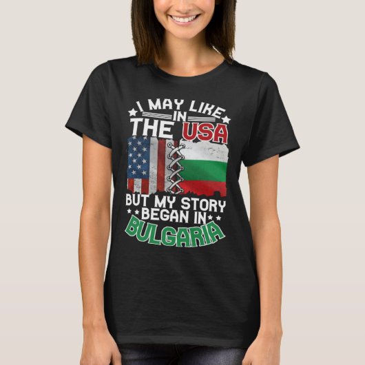 Bulgaria American Flag USA Bulgarian Roots T-shirt (Voorkant)