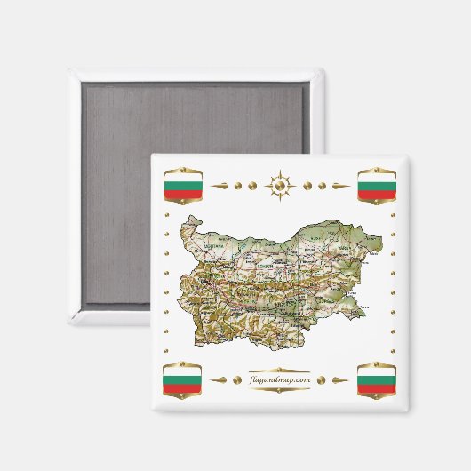 Bulgaria Map + Flags Magnet (Voorkant / Achterkant)