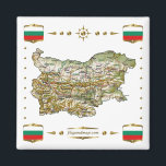 Bulgaria Map   Flags Magnet<br><div class="desc">This design incluises a Bulgarian map within a border featuring the national flag. The design works best on square magets. You may add your own text/graphics using the 'Customize it!' feature. © 2010 FlagAndMap. Map derived from images at: http://www.lib.utexas.edu/maps/</div>