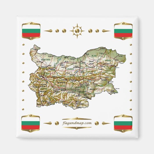 Bulgaria Map + Flags Magnet (Voorkant)