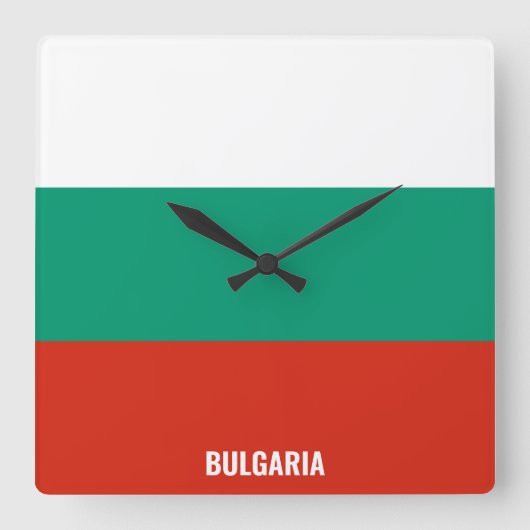 Bulgaria National Flag Patriotic Vierkante Klok (Voorkant)
