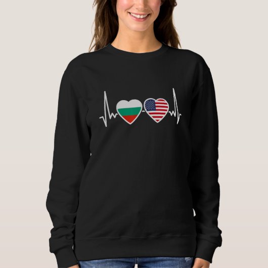 Bulgaria USA Heartbeat Flag American Bulgarian Trui (Voorkant)