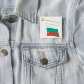Bulgarian Flag and Bugle Vierkante Button 5,1 Cm (In situ)