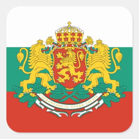 Bulgarian Flag & Coat of Arms, Flag of Bulgaria Vierkante Sticker (Voorkant)