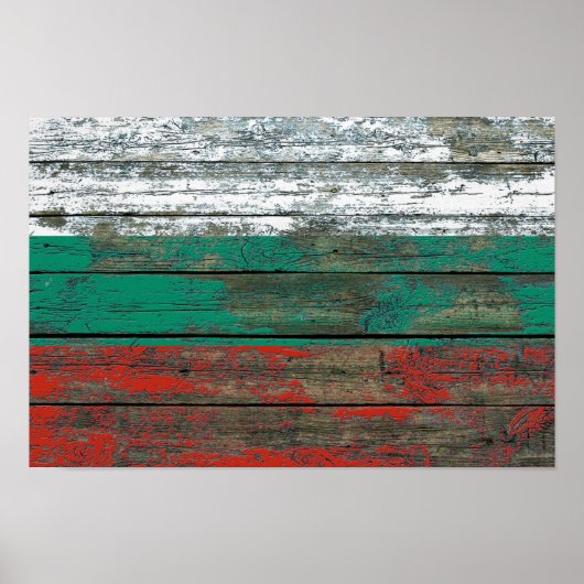 Bulgarian Flag on Rough Wood Boards Effect Poster (Voorkant)