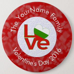 Bulgarian Red LOVE Vlag Persoonlijk Ronde Button 6,0 Cm
