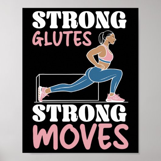 Bulgarian Squat Exercise Bodybuilding Fitness Work Poster (Voorkant)