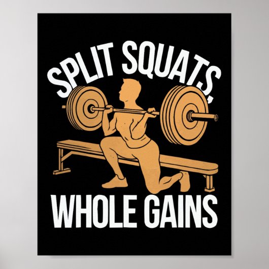 Bulgarian Squat Exercise Bodybuilding Fitness Work Poster (Voorkant)