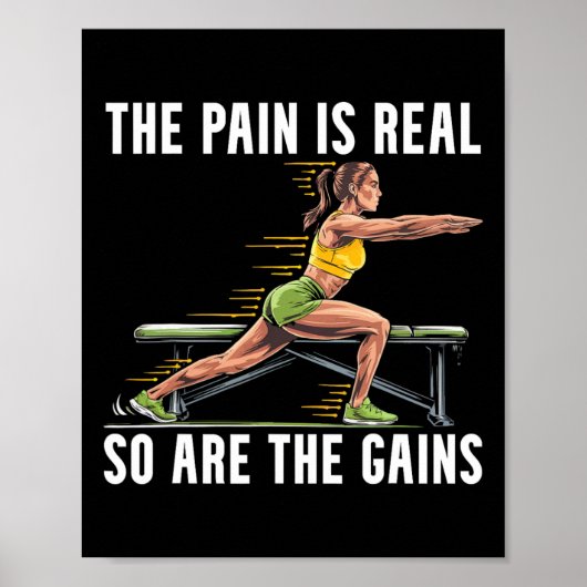 Bulgarian Squat Exercise Bodybuilding Fitness Work Poster (Voorkant)