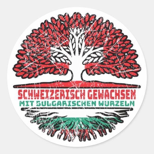 Bulgarien Bulgisch Schweizer Schweiz Baum Wurzel Ronde Sticker (Voorkant)