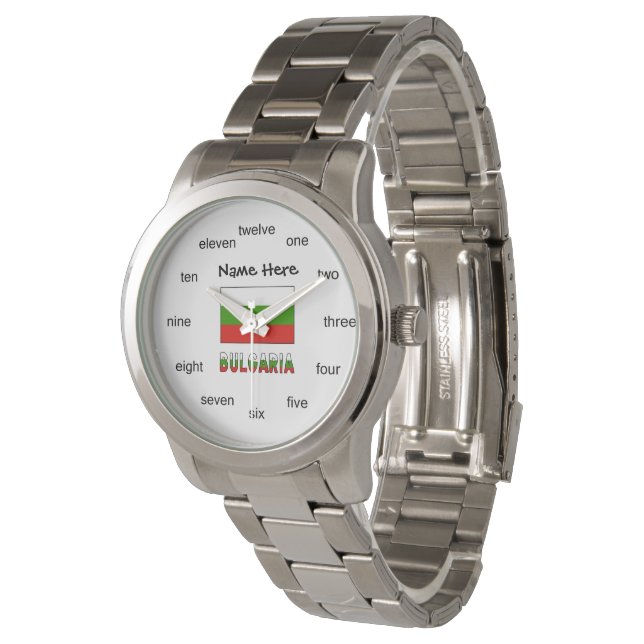 Bulgarije en Bulgarije vlag met Jouw naam Horloge (Gekanteld)