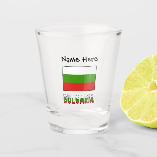 Bulgarije en Bulgarije vlag met Jouw naam Shot Glas (Voorkant)