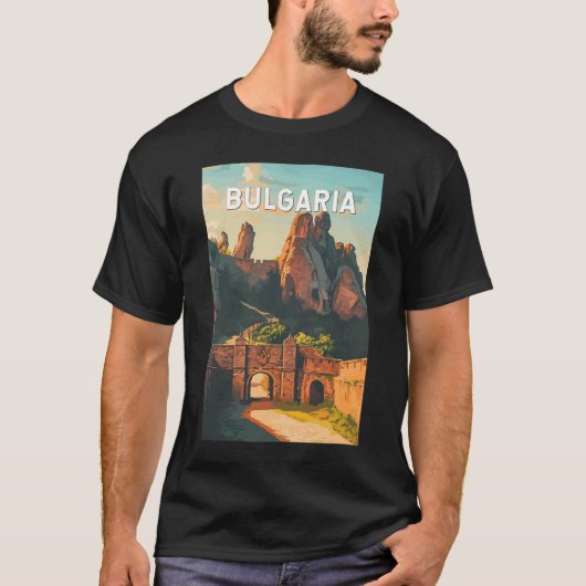 Bulgarije Illustratie Reizen Art Vintage T-shirt (Voorkant)