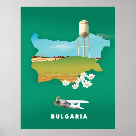 Bulgarije kaart reisprint poster (Voorkant)