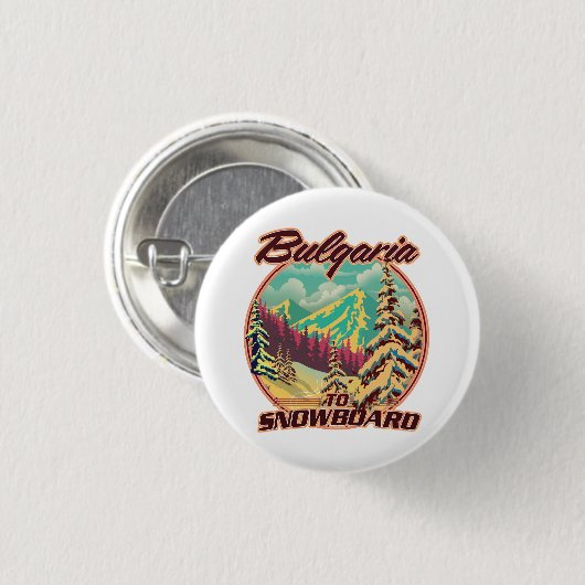 Bulgarije naar Snowboard Ronde Button 3,2 Cm (Voorkant /achterkant)