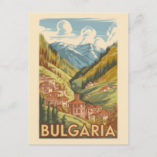 Bulgarije Painterly Illustration Travel Art Vintag Briefkaart