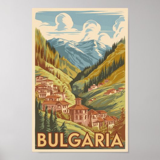 Bulgarije Painterly Illustration Travel Art Vintag Poster (Voorkant)