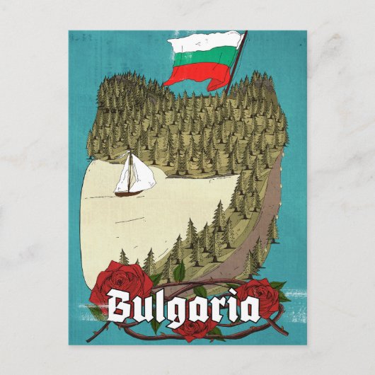 Bulgarije vintage reisposter briefkaart (Voorkant)