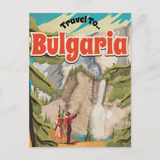 Bulgarije vintage reisposter briefkaart (Voorkant)