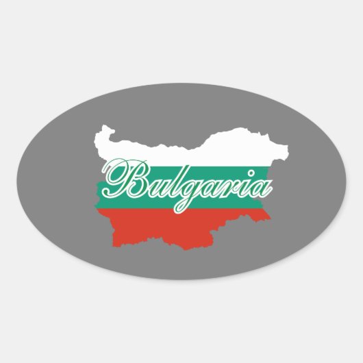 Bulgarije vlag kaart ovale sticker (Voorkant)