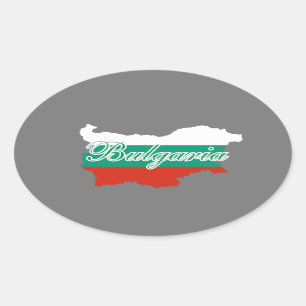 Bulgarije vlag kaart ovale sticker