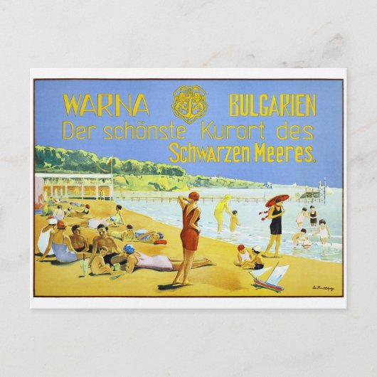 Bulgarije Warna Oude Reisposter Gerestaureerd Briefkaart (Voorkant)