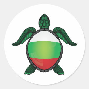 Bulgarije zee schildpad vlag klassieke ronde stick sticker