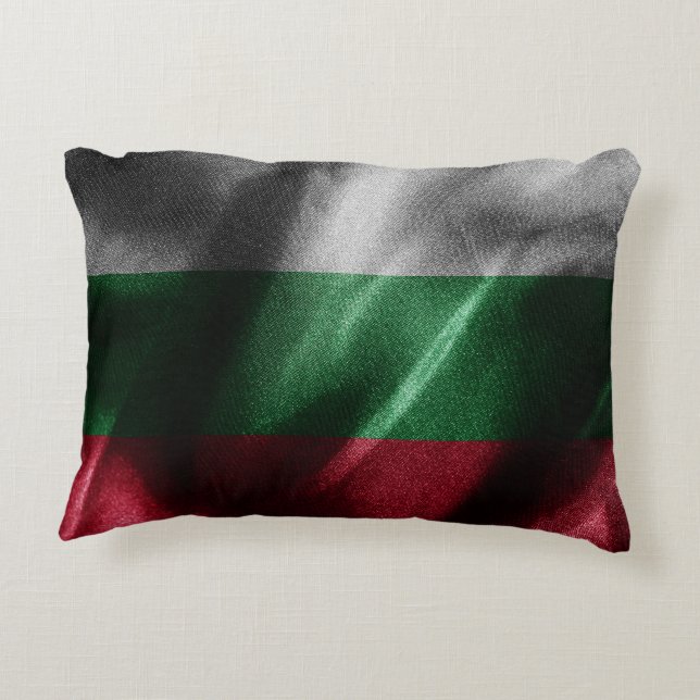 Bulgarije zijden vlag accent kussen (Achterkant)