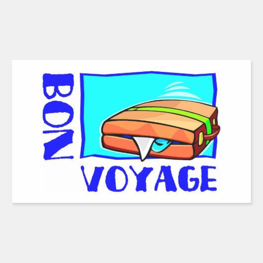 Bulgkoffer vol bagage: "Bon Voyage!" Rechthoekige Sticker (Voorkant)