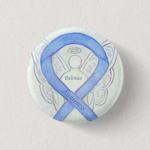 Bulimie bewustzijn Periwinkle Ribbon Angel Pins Ronde Button 3,2 Cm
