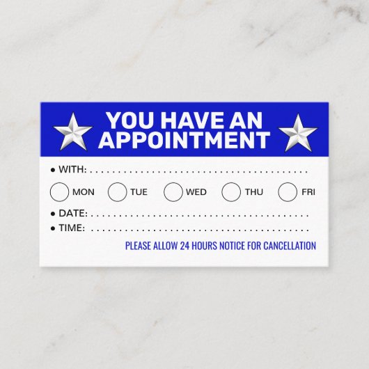 Bulk Afspraakkaarten (Blauw en Wit Herinneringen) Afsprakenkaartje (Voorkant)