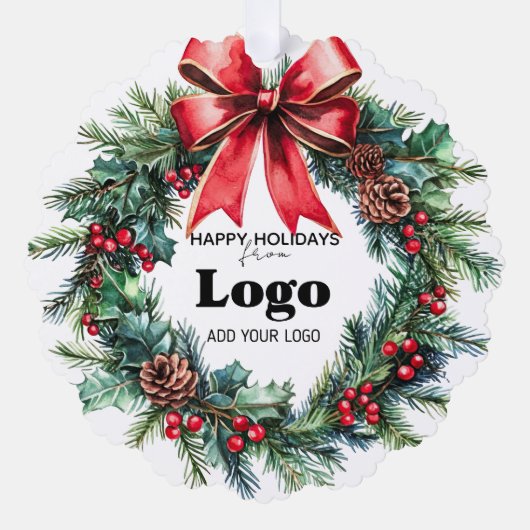 Bulk Budget Custom Logo Happy Holidays for Clients Ornament Kaart (Voorkant)