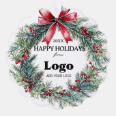 Bulk Budget Happy Holidays Business Logo Employee Ornament Kaart (Voorkant)